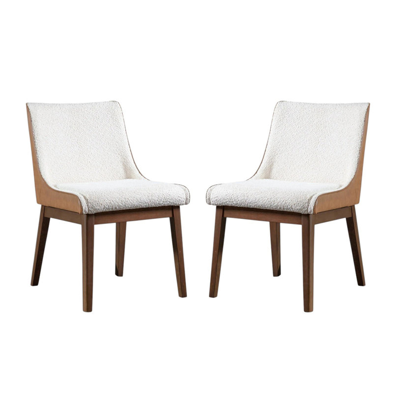Ensemble de 2 chaises de salle à manger rembourrées avec sièges rembourrés en noyer et beige