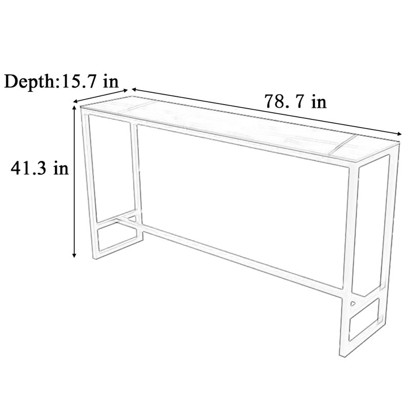 Nouveau modèle de table de bar simple pour un usage domestique, H 41,3 po x L 15,7 po x l 78,7 po, Noir, Noir