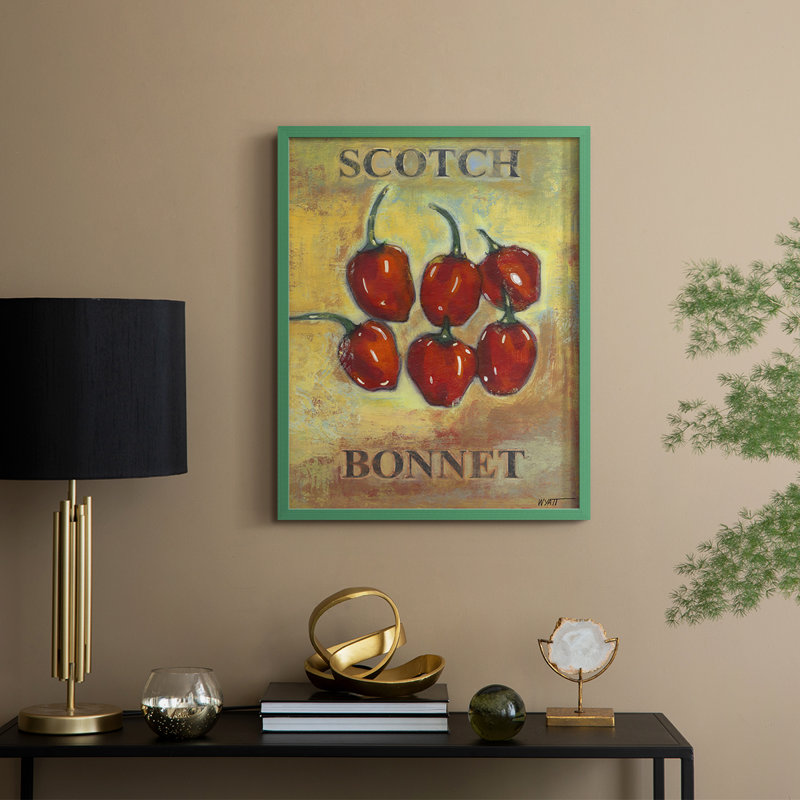 Scotch Bonnet, reproduction encadrée - bois massif, Vert, H 30 po x l 24 po