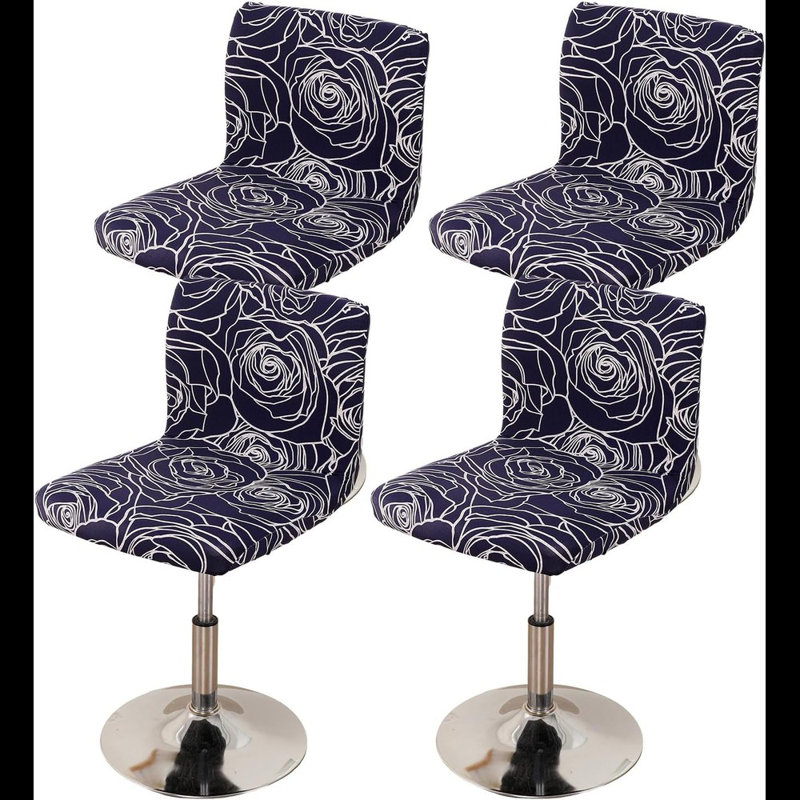 Ensemble de 4 housses de tabouret de bar, housses extensibles de housse de chaise de tabouret, housses de chaise de bar à imprimé floral pour salle à manger de pub de cuisine
