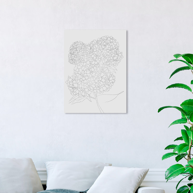 Jardin d'hortensias - impression, H 36 po x l 30 po, Toile tendue