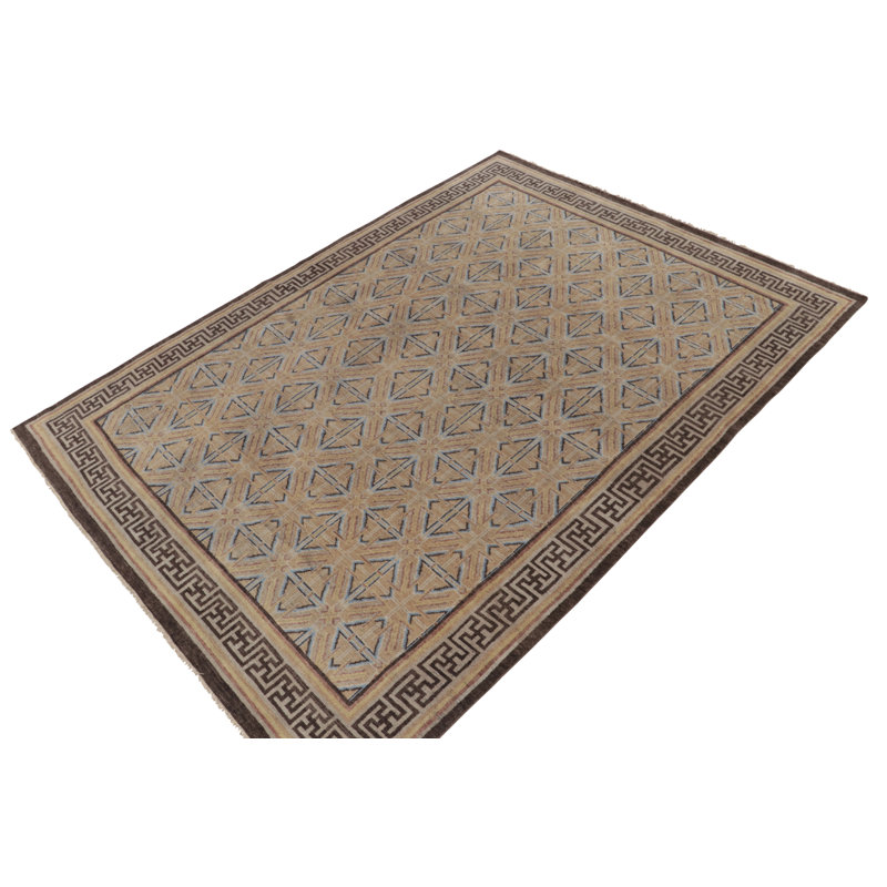 Rug & Kilim’S 18Th Century Chinese Rug In Beige-Brown And Blue Patterns, Rectangle 8' x 10'