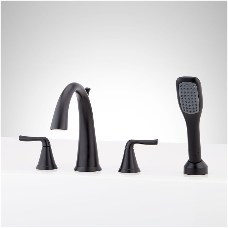 Provincetown 4-Hole Roman Tub Faucet and Hand Shower with Rough-In Valve - Matte Black