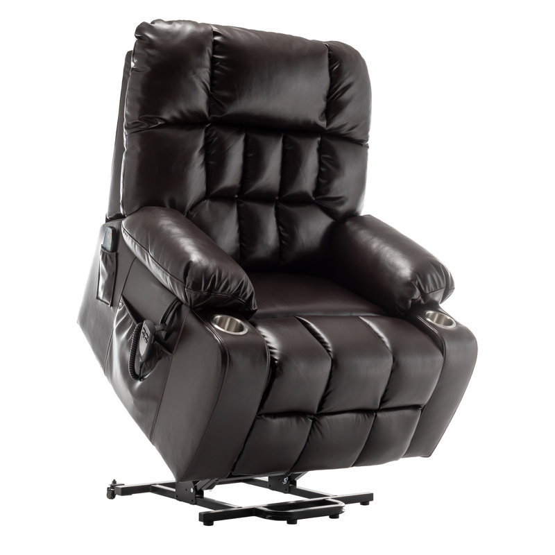 Fauteuil inclinable électrique à double moteur extra large de 101 cm (39,8 po) avec massage et chauffage, coussin lombaire
