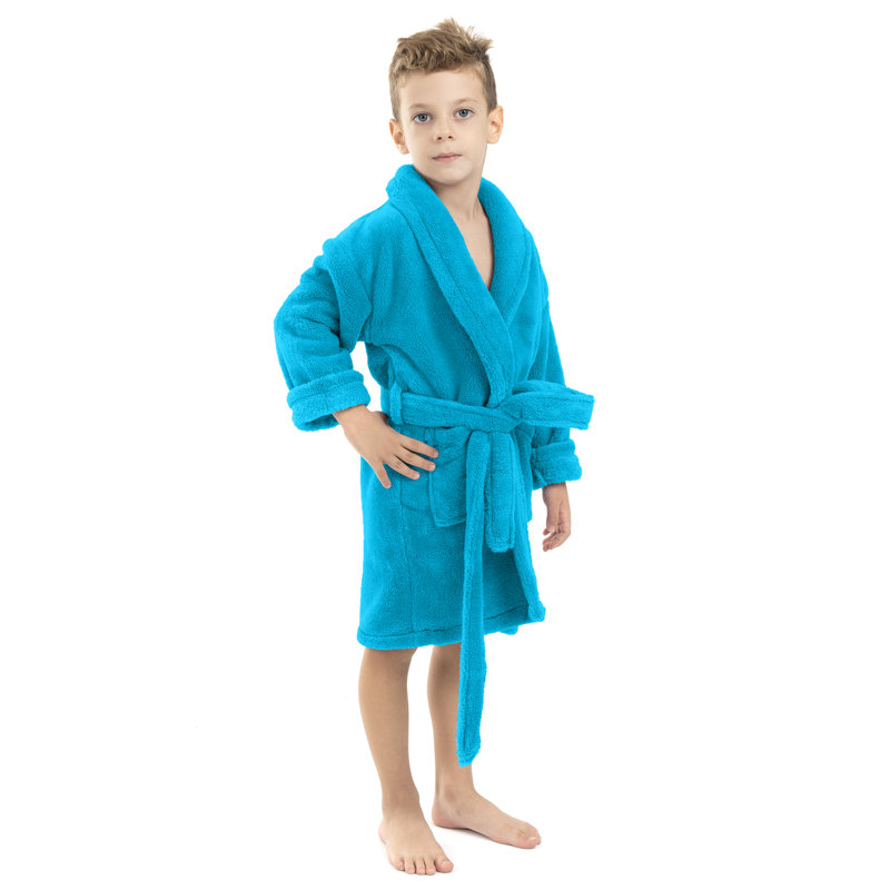 Peignoir en molleton avec poches pour enfants Lovett, S, Turquoise