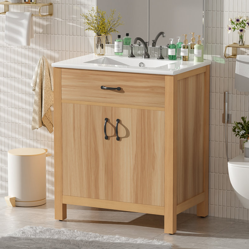 Meuble-lavabo simple 30 po avec comptoir en céramique, 30"