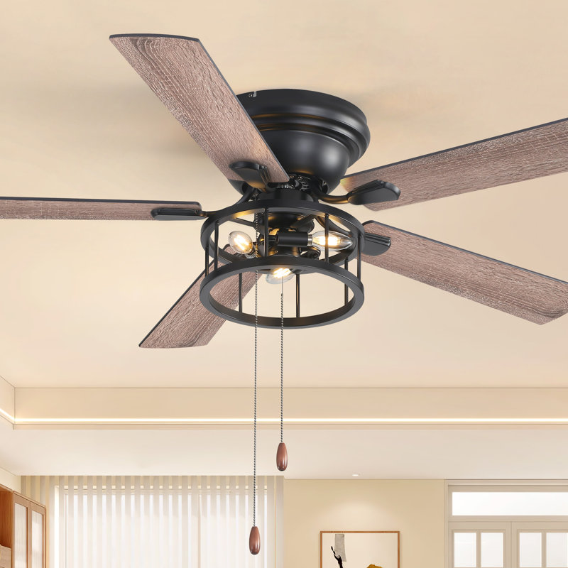 Ventilateur de plafond encastré 52 po avec lumière 52 po Farmhouse, Pull Chain