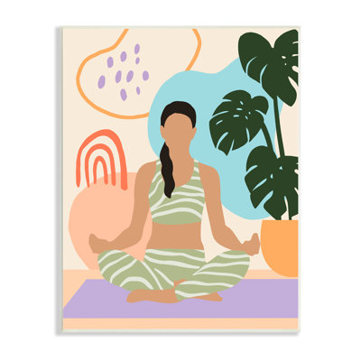 «Modern Botanical Yoga exercise personne méditation» par Annie Warren - impression