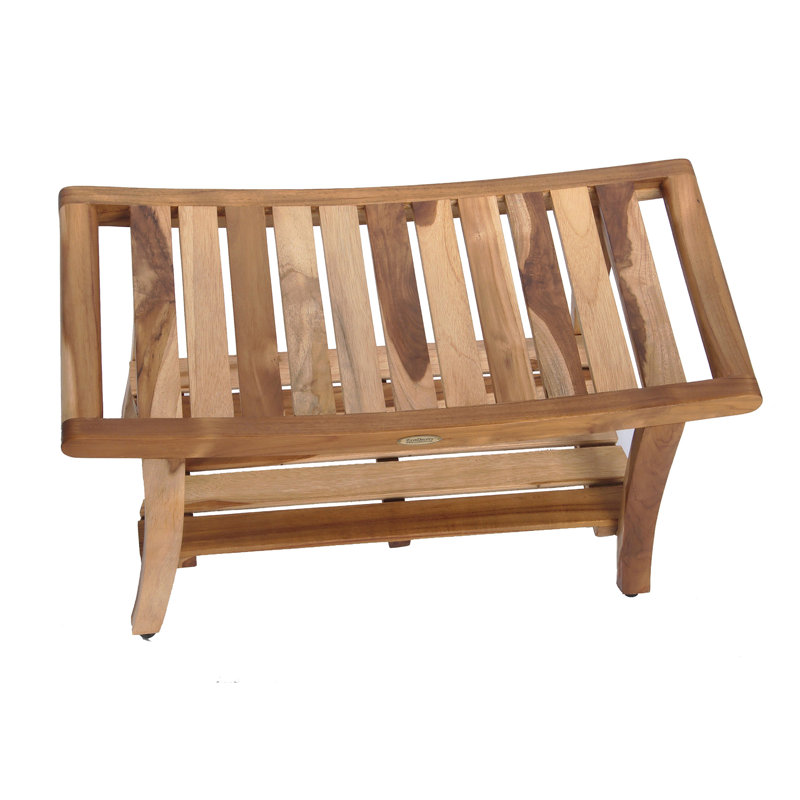 EcoDecors 30" Earthy Teak Shower Bench with Shelf