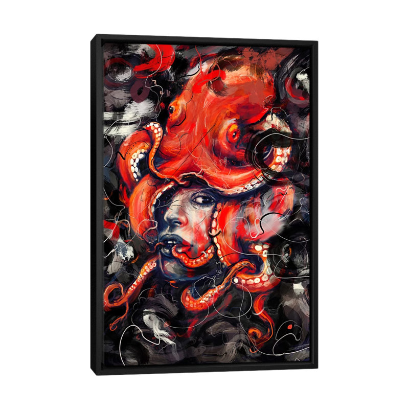 « empress octo », impression sur toile, H 26 po x l 18 po x P 1,5 po, Toile avec cadre noir, Pas de tapis