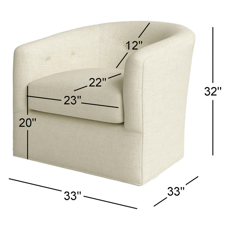 Fauteuil demi-tonneau pivotant en polyester 33 po Midori, Beige Ida