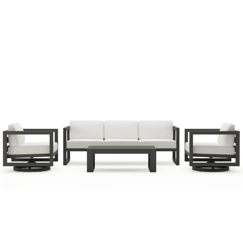 Avion 4 Piece Sofa Set With Swivel, Slate, Canvas Natural Sunbrella® Canvas