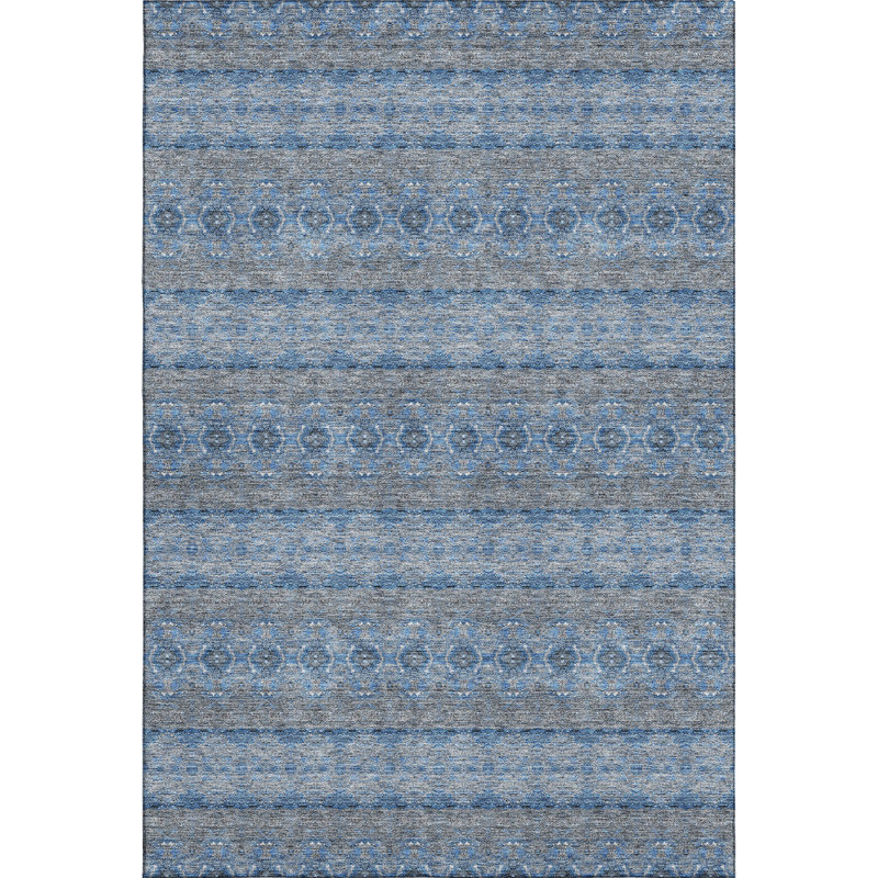 Premium Machine Washable Cerrito Navy Rug, Rectangle 8' x 10'