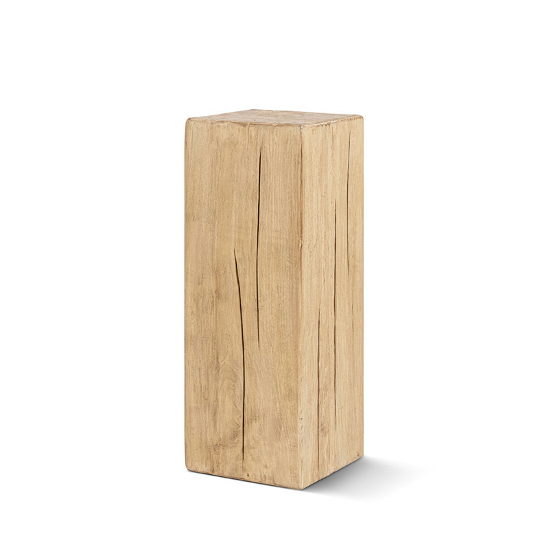 Umber 31.5" Solid Reclaimed Pine Side Table, 31.5" Height, Natural Reclaimed Pine