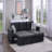 Black Velvet Convertible Sectional Sofa Pull Out Bed Couch Storage Chaise Tufted Reversible 2Pc Sectional Living Room-879420653