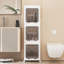 Foldable Vertical Plastic Bathroom Storage Cabinet With Wheels Freestanding Slim Organizer Bins For Small Bathrooms, Laundry, Dorms, And Apartments