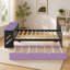 Lit de jour en bois pleine grandeur avec lit gigogne simple, bureau et USB