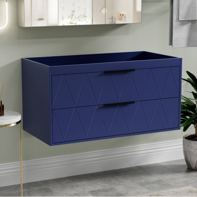 36" Modern Wall Mounted Bathroom Vanity Base Only without Sink Top, Soft-close Drawers, Eco-friendly Hand Paint