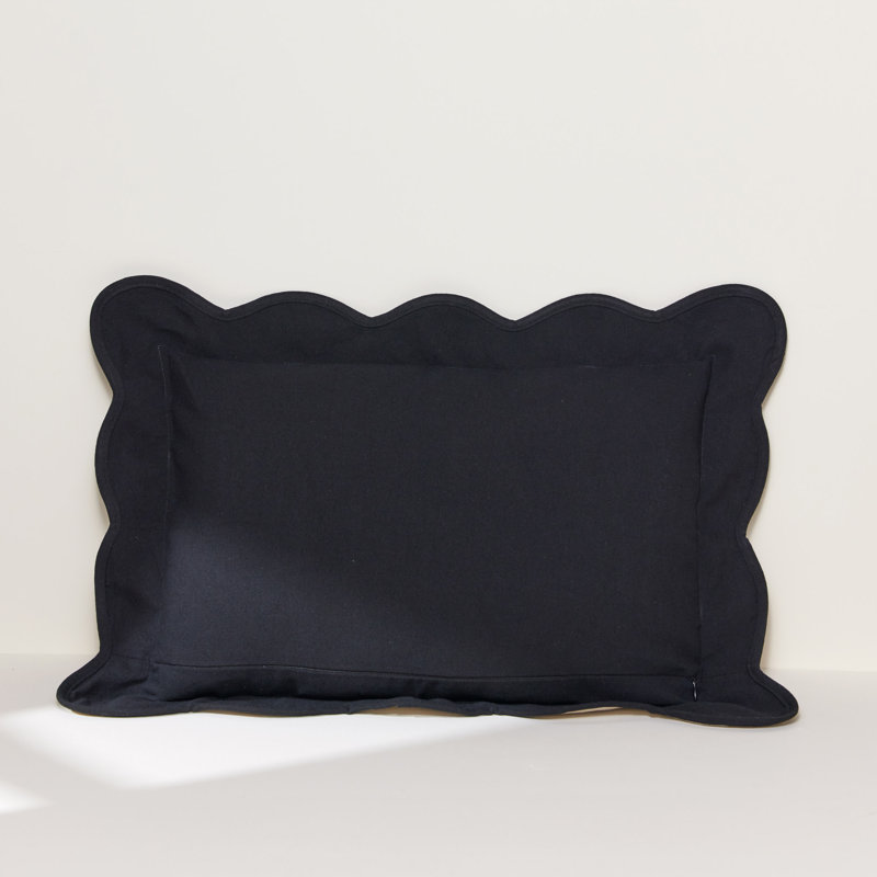Housse de coussin simple bord de feston Lush Decor, Noir, Rectangulaire H 13 po x l 20 po