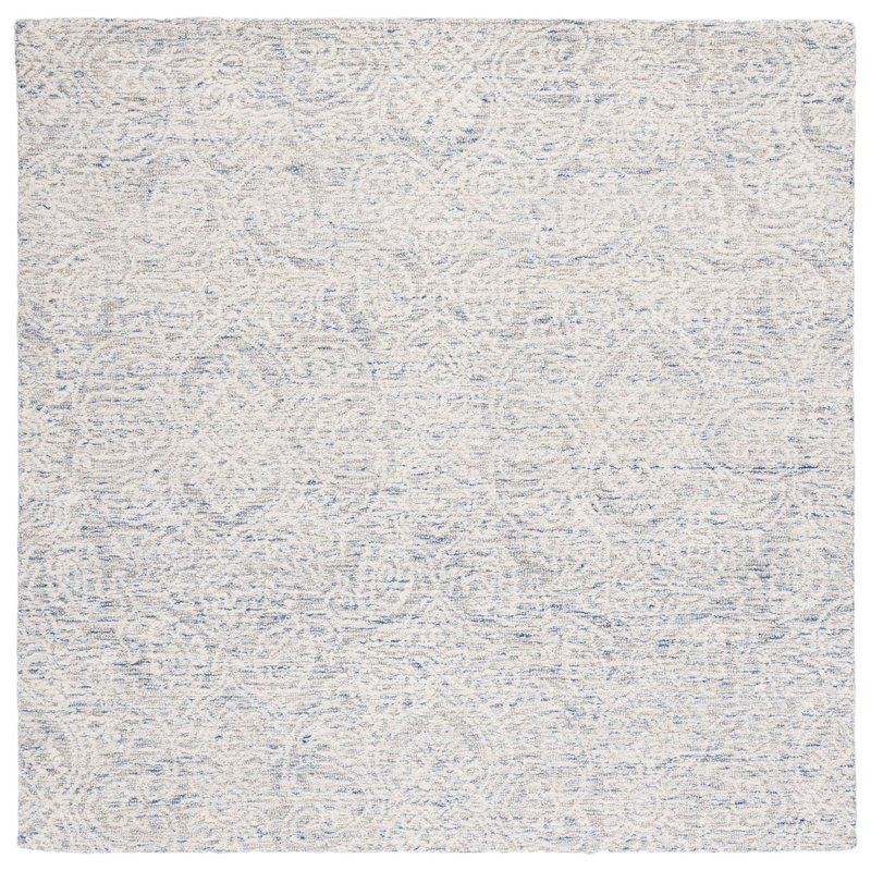 Alfrik Hand Tufted Indian Wool And Cotton With Latex Damask Rug, Square 6'
