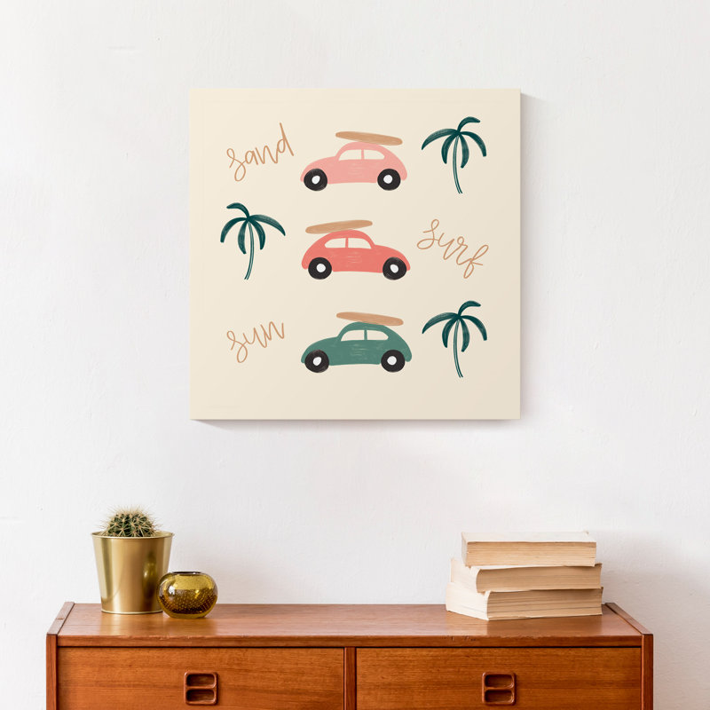 Sable surf soleil sur toile, H 12 po x l 12 po x P 1,25 po