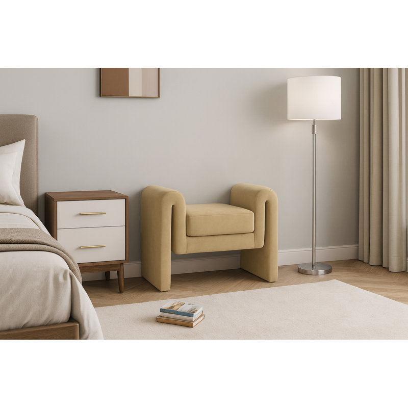 Banc rembourré Sloan, Velours brun clair