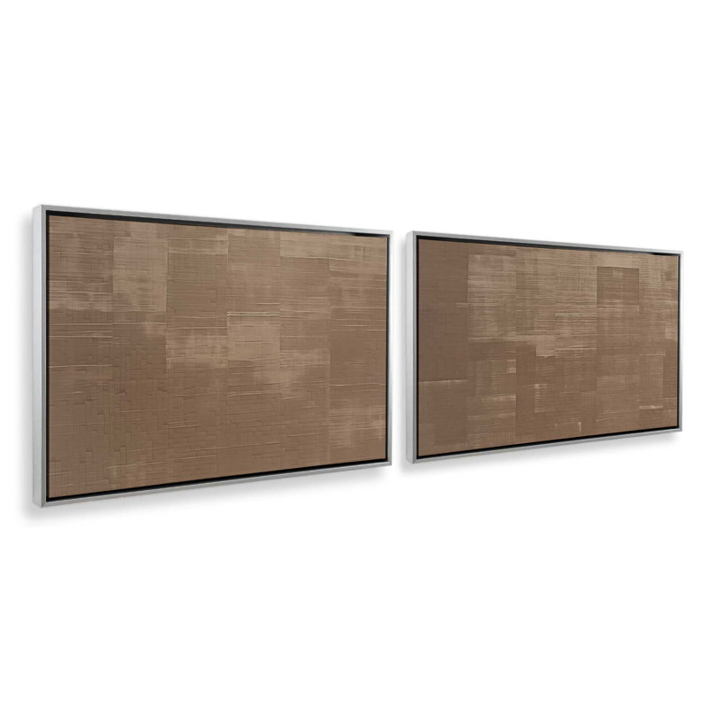 Sienna carrés ensemble de 2 impressions sur toile dans un cadre,, Cadre flottant en chrome poli