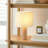 Mia 15.75" Midcentury LED Table Lamp With Natural Maple Wood Base and Fabric Shade