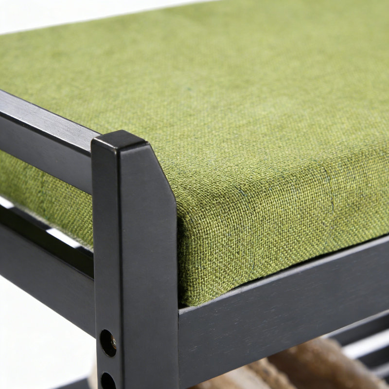 Banc de rangement polyvalent pour chaussures rembourrées, Noir/vert