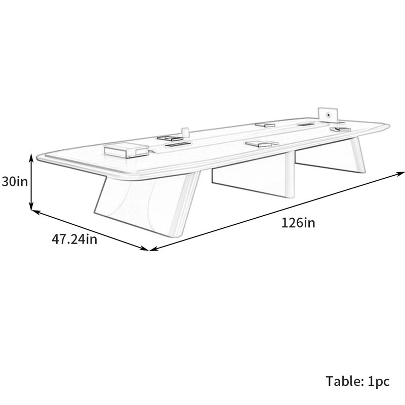 Table de conférence légère et luxueuse, H 30 po x L 126 po x l 47,24 po