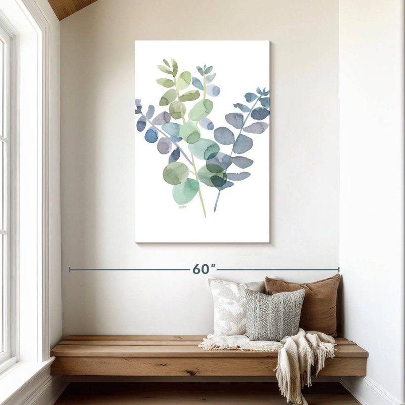 Inspiration naturelle bleu eucalyptus blanc II, H 45 po x l 30 po
