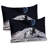 Ambesonne Nebula Pillow Sham 2 Pack Moon Outer Space Grey and Blue