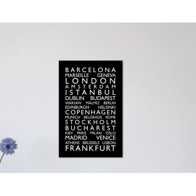 « world villes bus roll ii » par michael tompsett, art textuel sur toile