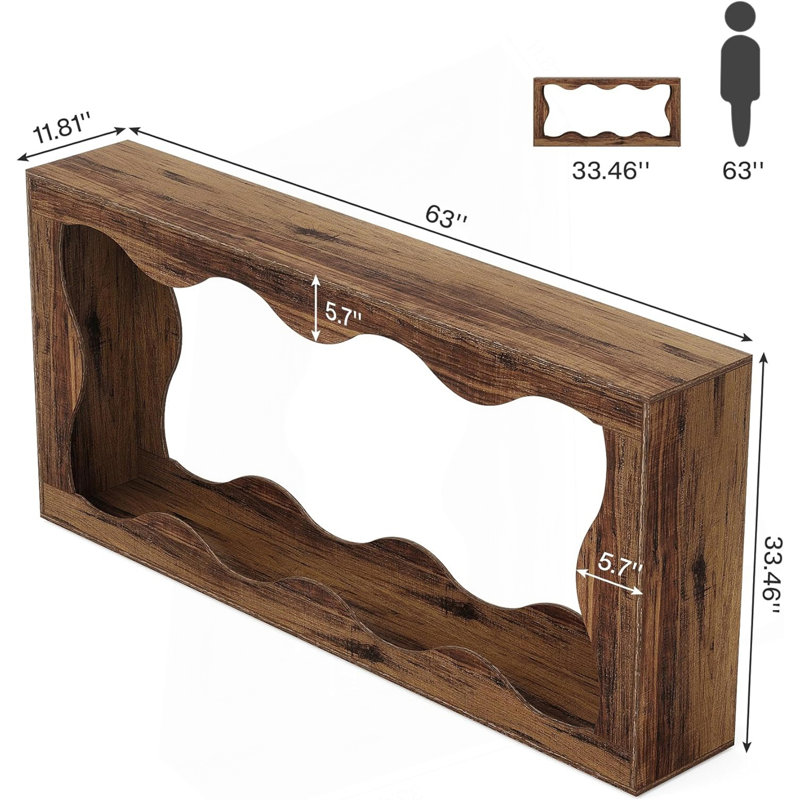 Console 63 pouces avec bord festonné et rangement à deux niveaux