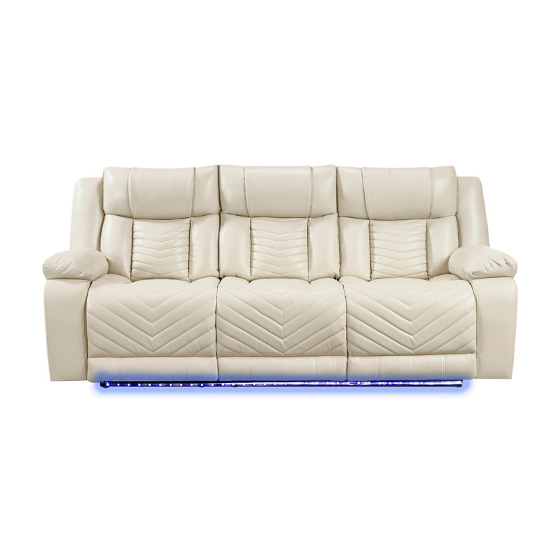 Sensa G00727A-RS - Canapé inclinable électrique avec table et ceinture à DEL beige, Similicuir beige