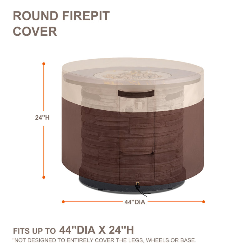 Breathable Round Fire Pit Cover, 24" H x 44" W x 44" D