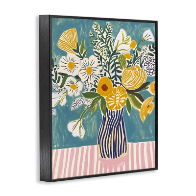 Bouquet sur cadre rayé, estampe numérique, design by Creative Studio