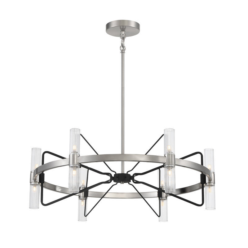 12 - Light Brushed Nickel W/ Sand Coal LED Unique / Statement Pendant