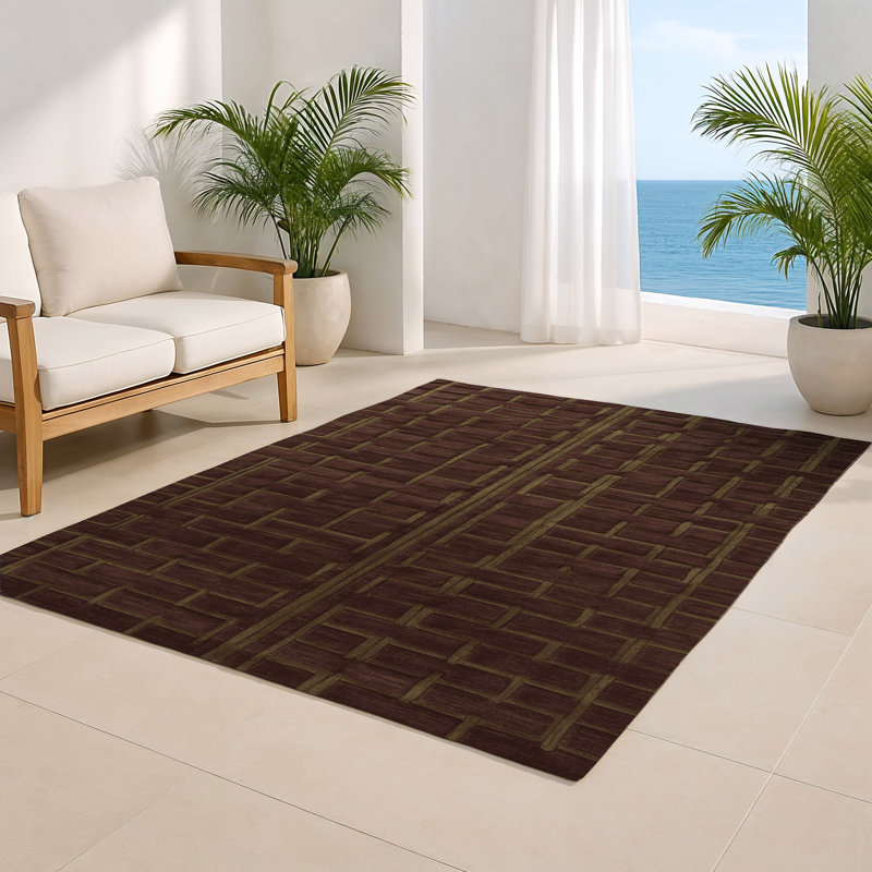 Trellis Black Indoor and Outdoor Area Rug, Rectangle 2' x 3'