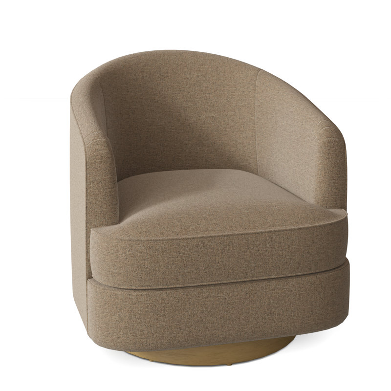 Tipsy Upholstered Swivel Barrel Chair, Nickel, 8794 Hazelnut 100% Polyester