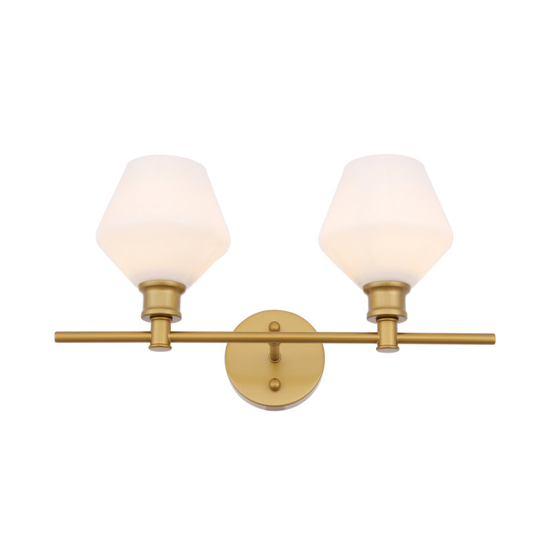 Gene light glass Wall sconce, White, Brass, 2 Lights