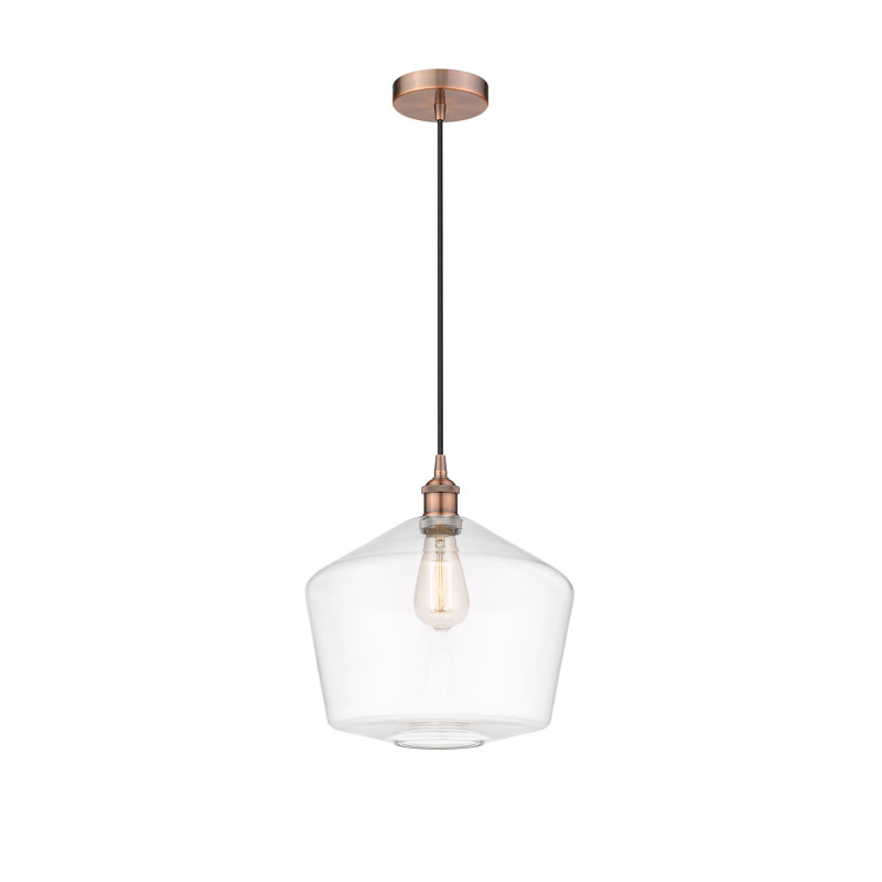 Luminaire suspendu 1 lumière Gabbie, Transparent, Cuivre antique
