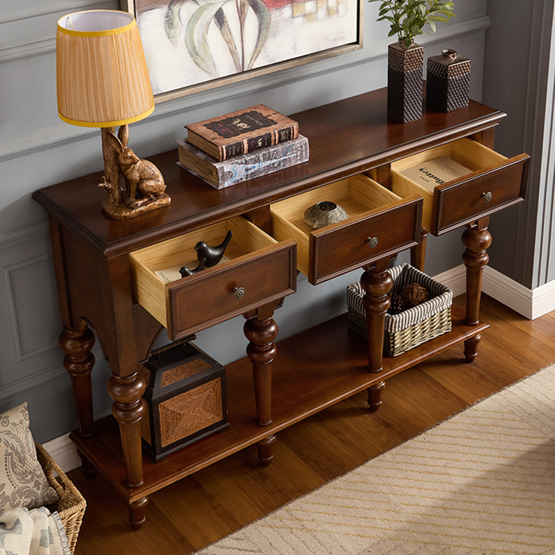 Console américaine simple, H 36,2 po x l 55,1 po x P 15 po, Brun