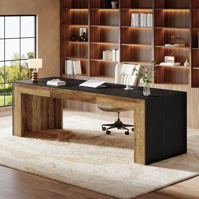 Computer Desk, Black/Vintage Brown