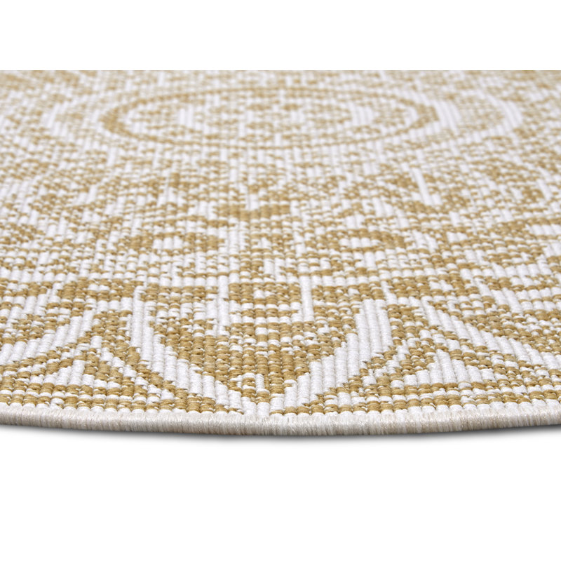 Round Nora Geometric Indoor / Outdoor Area Rug, Round 100cm