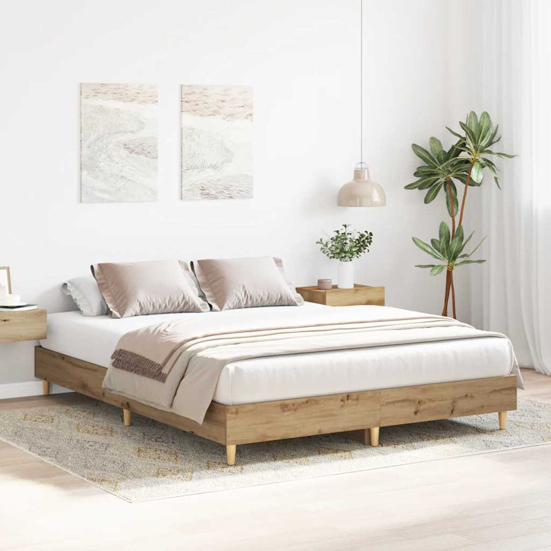 Bed Frame No Mattress Engineered Wood, Artisan Oak, 102 x 203cm