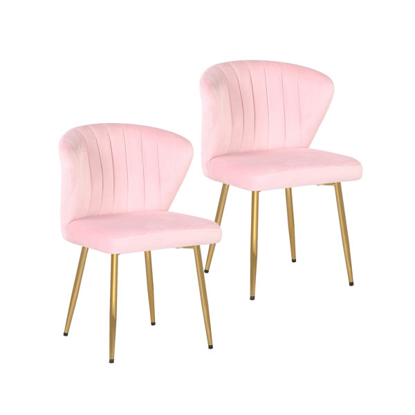 Mercer41 Aube Velvet Dining Chairs with Gold Chrome Legs | Wayfair