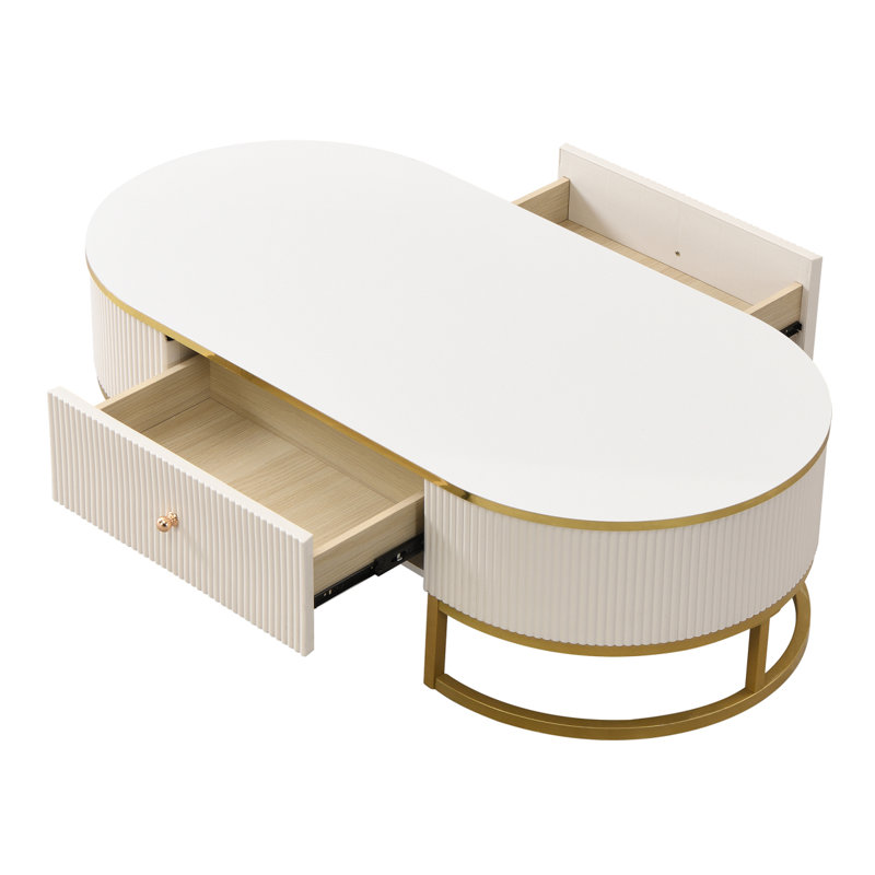 Modern Oval Coffee Table with Drawers