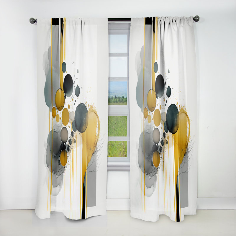 Barfuss - Abstract Transitional Shapes Black III - Modern Velvet Curtain - Room Darkening - 1 panel, 52" W x 63" L