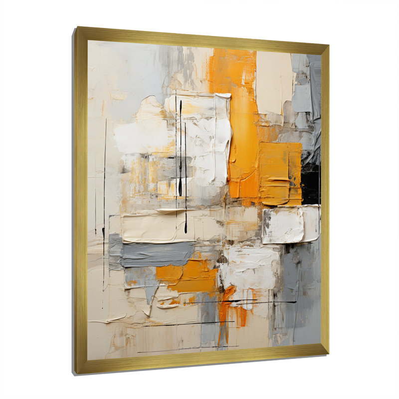 Abstract Assemblage III - Abstract Collages, impression d'art mural, Encadrement doré, H 32 po x l 24 po x P 1 po